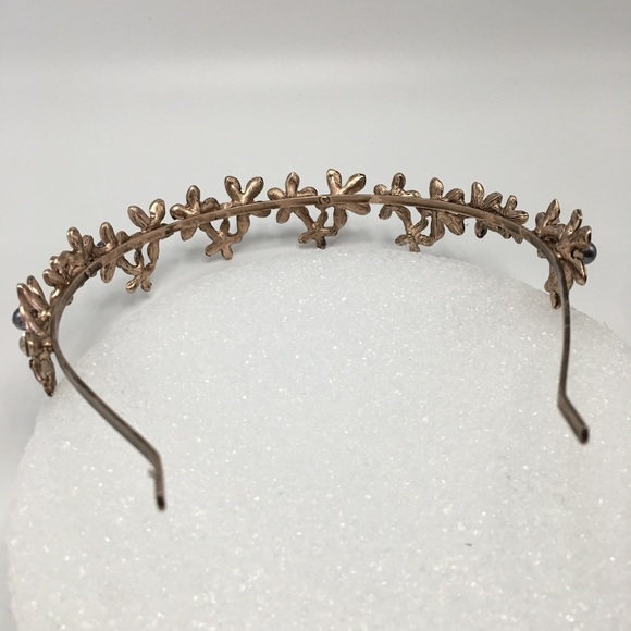 Rose gold headband pearl crystal tiara wedding - Picture 5 of 8